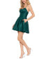 Women's Satin Draped-Neck Mini Dress