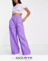 ASOS DESIGN Petite elastic waist tailored trouser in purple