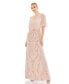 Фото #1 товара Women's Embellished Cap Sleeve Faux Wrap Trumpet Gown