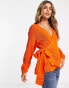 Glamorous wrap front chunky cardigan in orange