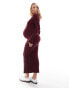 ASOS DESIGN Maternity knitted crew neck maxi dress with cuff splits in burgundy - BROWN