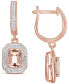 ფოტო #1 პროდუქტის Morganite (1-3/4 ct. t.w.) and Diamond (1/3 ct. t.w.) Drop Earrings in 14K Rose Gold-Plated Sterling Silver