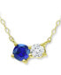 ფოტო #1 პროდუქტის Lab-Grown Blue Sapphire & Cubic Zirconia Collar Necklace, 16" + 2" extender, Created for Macy's