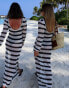 Labelrail x Collyer Twins striped knitted column dress in white and navy