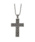 Chisel antiqued and Polished Cross Pendant on a Ball Chain Necklace