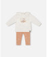 Фото #1 товара Baby Girls Baby Organic Cotton Top And Printed Leggings Set White And Cinnamon