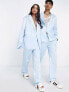 Фото #7 товара Reclaimed Vintage inspired unisex satin blazer in baby blue