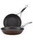 Фото #1 товара Nouvelle Copper Luxe Hard-Anodized Nonstick Frying Pan Set, 2-Piece, Sable