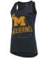 Women's Navy Michigan Wolverines Ferris Melange V-Neck Tank Top