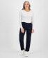 ფოტო #1 პროდუქტის Women's Mid-Rise Pull-On Straight-Leg Denim Jeans, Created for Macy's