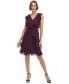 Women's V-Neck Clip-Dot Ruffle Dress