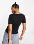 Фото #3 товара Brave Soul valerie ribbed t-shirt in black