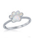 Sterling Silver White Inlay Opal Paw Print Ring