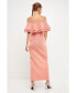 Фото #3 товара Women's Off the Shoulder Ruffle Maxi Dress with Leg Slit