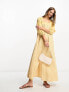 ASOS DESIGN broderie gingham mix midi dress in yellow