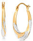 ფოტო #1 პროდუქტის Two-Tone Swirl Hoop Earrings in 14k Gold & White Rhodium-Plate