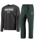 ფოტო #4 პროდუქტის Men's Green, Heathered Charcoal Hawaii Warriors Meter Long Sleeve T-shirt and Pants Sleep Set