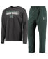 Men's Green, Heathered Charcoal Hawaii Warriors Meter Long Sleeve T-shirt and Pants Sleep Set