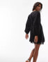 Topshop v-neck lace mini tea dress in black Черный, 38 - фото #3