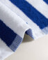 Cotton bath towel with blue stripes