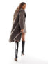 Object single breasted longline formal coat in brown melange