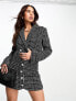 The Frolic boucle diamante button co-ord blazer in black and white