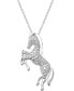 ფოტო #1 პროდუქტის Diamond Horse Pendant Necklace in Sterling Silver (1/10 ct. t.w.)