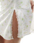 Glamorous a line mini skirt with thigh split in pink vintage floral with lace trim 38 - фото #6