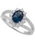 Cubic Zirconia Blue Oval Halo Ring in Sterling Silver, Created for Macy's Синий, 7 - фото #3