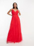 Фото #2 товара Anaya tulle maxi dress with tiered skirt in bright red