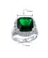 Large Fashion Solitaire AAA Cubic Zirconia Pave CZ Cushion Cut Simulated Emerald Green 7CTW Cocktail Statement Ring For Women
