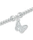 Bead Butterfly Charm Bracelet in Silver Plate