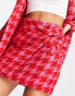 River Island co-ord dogtooth boucle skort in bright pink