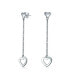 ფოტო #1 პროდუქტის Simple Chain Long Linear Open Hearts Dangle Earrings Lightweight for Women Teens .925 Sterling Silver