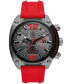 Фото #1 товара Overflow Chronograph Red Silicone Watch 55mm