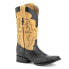 Ferrini Nash Ostrich Square Toe Cowboy Mens Black, Yellow Casual Boots 11493-04
