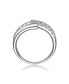 Rhodium-Plated with Cubic Zirconia Criss-Cross Sparkling Arc Ring in Sterling Silver