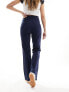 Vila high waisted pin tuck pull on trousers in navy