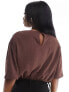 NA-KD draped neck crop top in brown