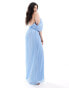 Фото #3 товара TFNC Bridesmaids Plus cold shoulder chiffon pleated maxi dress in powder blue