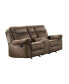 White Label Calico 80" Double Glider Reclining Love Seat with Center Console, Power Outlets, Hidden Drawer and USB Ports
