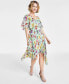 Фото #1 товара Women's Pleated V-Neck Floral-Print Chiffon Dress