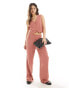 Фото #2 товара In The Style linen wide leg trouser co-ord in burnt orange