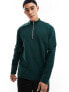 ASOS DESIGN long sleeve relaxed fit t-shirt with funnel neck in dark green