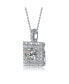 Фото #2 товара White Gold Plated with Princess Cut Cubic Zirconia Solitaire Double Halo Cluster Pendant Necklace