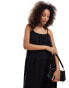 Brave Soul strappy smock midi dress in black