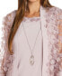Petite 3D Floral Mesh Jacket & Necklace Dress Set