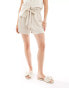 JDY tie waist linen shorts in oatmeal