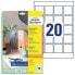 Adhesive labels Avery White 25 Sheets 45 x 45 mm