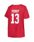 ფოტო #2 პროდუქტის Women's Brock Purdy Scarlet San Francisco 49ers Plus Size Player Name and Number V-Neck T-shirt